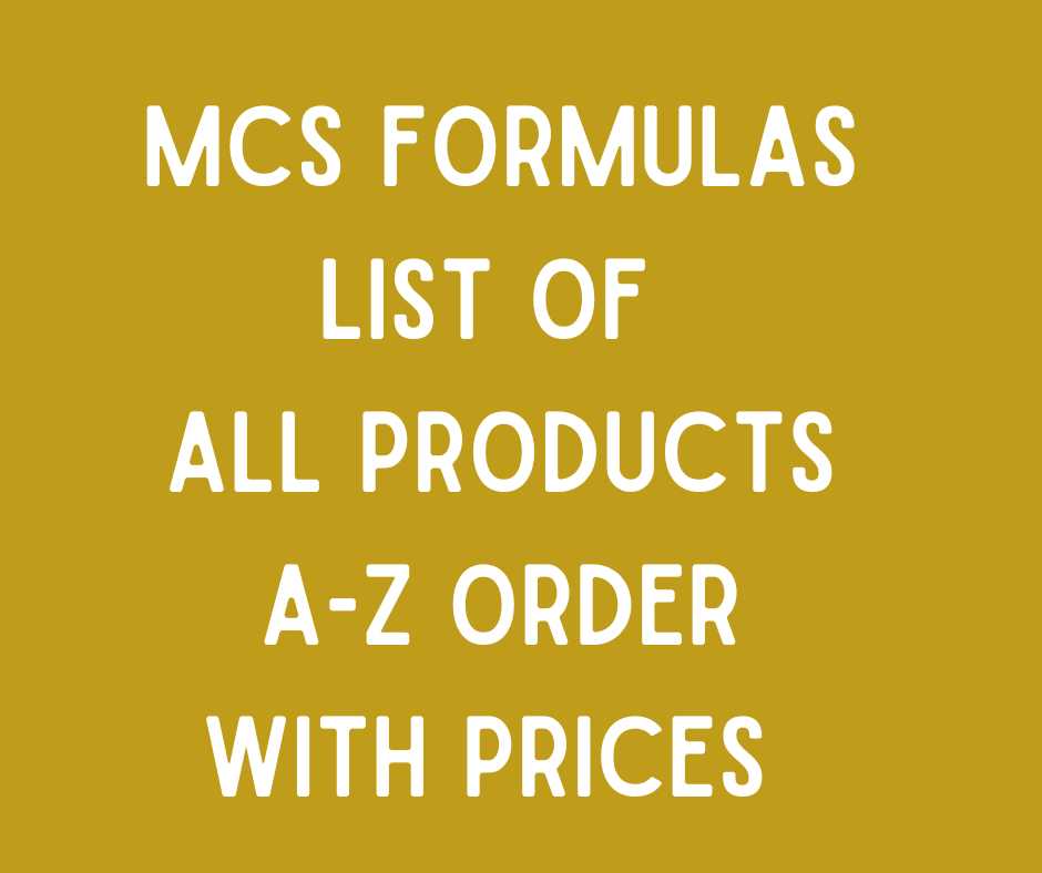 mcs formulas all products